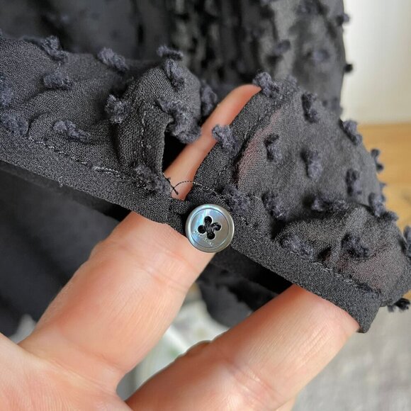 BABATON Swiss Dot Silk Blend Sheer Lined Blouse Flowy Light Black 3/4 sleeve XXS - Picture 4 of 14